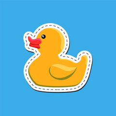 Vector image. Sticker of a cute rubber duck.