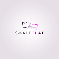 Magenta smart chat vector logo design and text with background