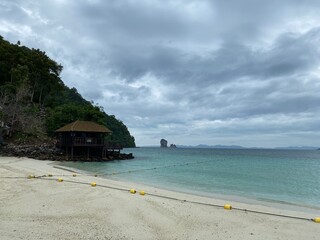 beach with hut