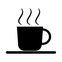  Black coffee cup icon with smoke on white background. Icon vector graphic elements Simple design