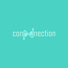 Connection vector logo design with turquaze background