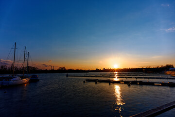 beautiful sunset at the harbor