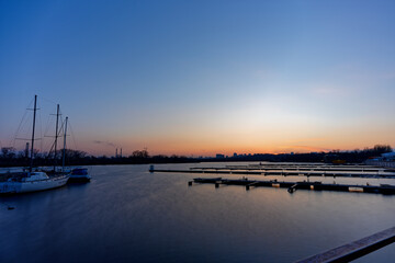 beautiful sunset at the harbor