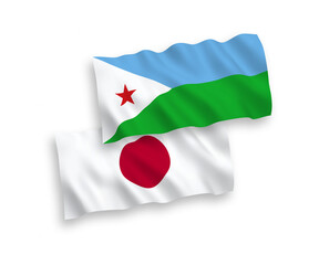 Naklejka premium Flags of Japan and Republic of Djibouti on a white background