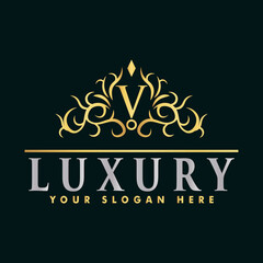Golden luxury logo design,