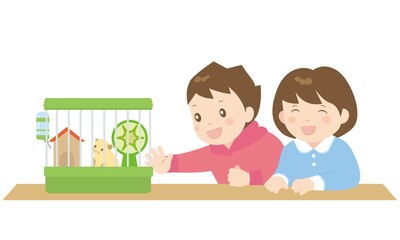 ハムスターを飼育する子供達B