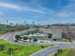 Aerial view of the LUM (The Place of Memory, Tolerance and Social Inclusion) located in the city of Lima, Peru