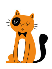 Cute cat cartoon vector. Image in cartoon style isolated on white background. Trending style and color