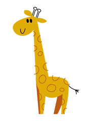 Naklejka premium Cute giraffe cartoon vector. Image in cartoon style isolated on white background. Trending style and color