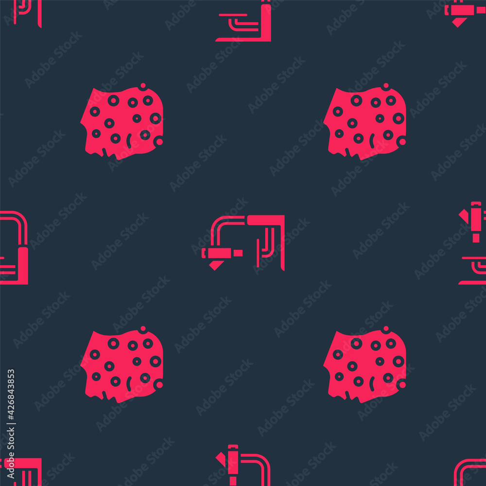 Poster set psoriasis or eczema rash and microscope on seamless pattern. vector