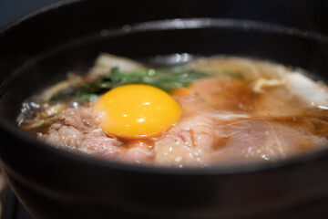Sukiyaki, a popular dish of pork, beef and fresh vegetables.