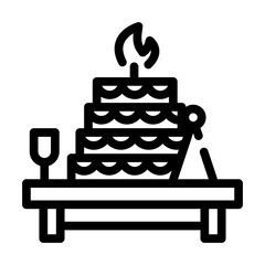 birthday event line icon vector. birthday event sign. isolated contour symbol black illustration