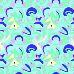 Seamless abstract artwork with wave vector shapes pattern