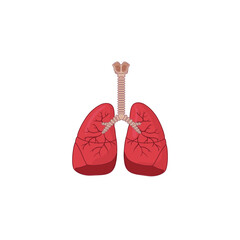 Human Respiratory System Icon Vector Illustration isolated on white background. Breathe, bronchi, bronchiole, bronchus, lung, lungs icon for medical or health care concept