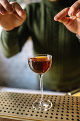 Cocktail based on gin, vermouth and mushrooms. 