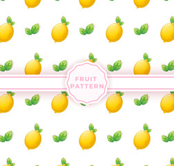Cute lemon seamless pattern. Cute fruits pattern Premium Vector
