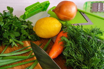 Vegetables on a cutting board