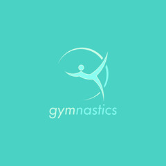 Gymnastics vector logo design with blue background