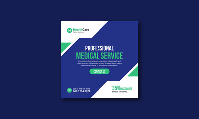 Professional medical service social media post design template
