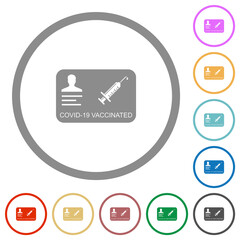 Covid 19 vaccinated flat icons with outlines