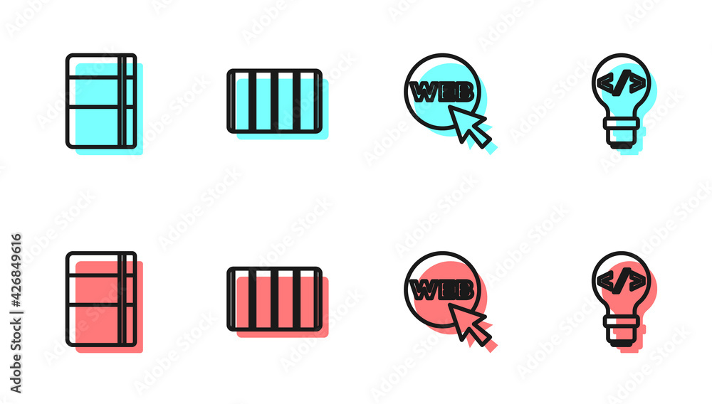 Aufkleber set line web and graphic design, sketchbook or album, color palette guide and front end development 