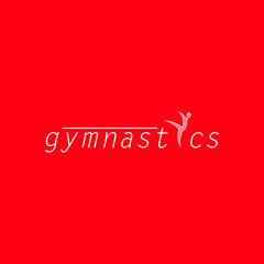 hite gymnastics vector logo design with red background