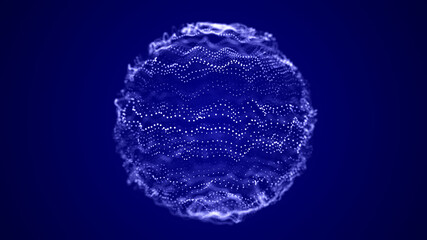 Blue sphere consisting of points. Modern wireframe elements. Technology grid sphere. 3d rendering.