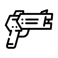 stun gun protest meeting line icon vector. stun gun protest meeting sign. isolated contour symbol black illustration