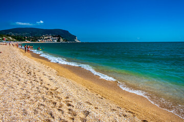The beautiful sea of Numana in Conero, Ancona province, Marche region.