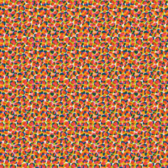 Faux painted leather texture vector seamless pattern background. Backdrop with blended red blue transparent layers of random abstract organic shapes. Painterly art style textured all over print.