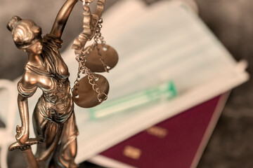 The statue of justice - lady justice or iustitia - justitia the roman goddess- travel concept