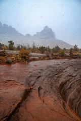 Sedona Arizona with a few dusting of winter snow.