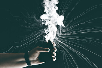 woman holding a mod vape explosion