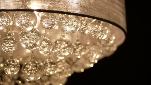 crystal chandelier shot with blurred focus,  Crystal modern chandelier detail ba