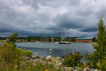 Obraz premium view of the river in the city
