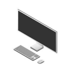 Fototapeta premium set of pc computer, monitor, keyboard, and mouse in isometric view, vector illustration isolated on white background