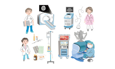 医療従事者と医療器具・機器類