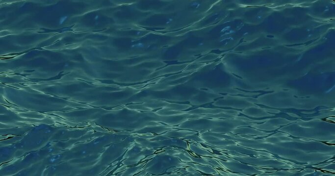 3D Loop animation with blue waves on the water surface. Seamless liquid background with sea or ocean waves in deep dark blue color. 