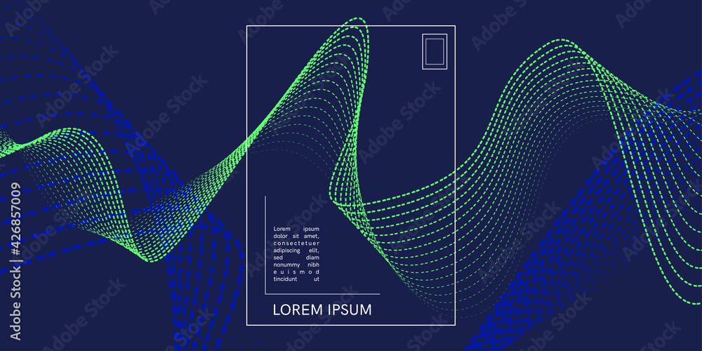 Fototapete Vector abstract background with dynamic waves, lines, and particles. Illustration suitable for design