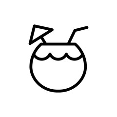 Coconut Drink Vector Outline Icon Style illustration. EPS 10 File