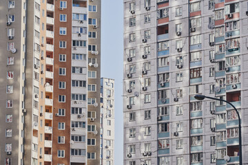 New high-rise buildings. Kyi, Ukraine. Poznyaki district.