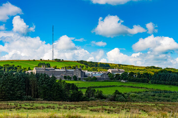 
View over Dartmoor towards H.M. Prison, Princetown, Devon, England, UK


