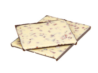 Dark and white double chocolate with berry isolated on the white background