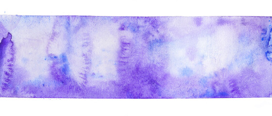 Watercolor stripe background rectangle, blue with purple with paint texture