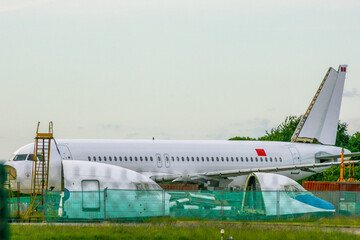 Retired narrow body airliner awaiting scrapping.