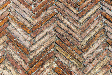 Old brick floor as background in Naples, Italy