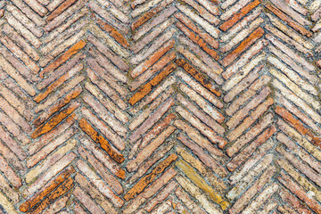 Old brick floor as background in Naples, Italy