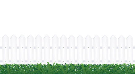 Grass in front of fence. vector
