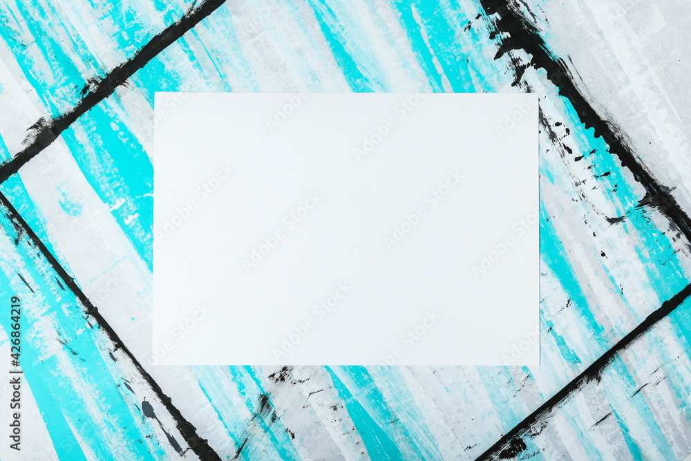 Wall mural white mock up on colored paint strokes background 