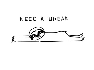 Hand drawn  sleeping sloth clipart © G.rena